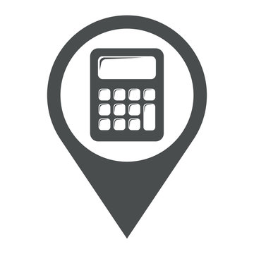 Icono plano localizacion calculadora gris