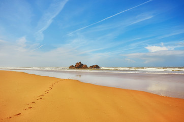 Beautiful Atlantic Ocean landscape somewhere between Essaouira, Morocco