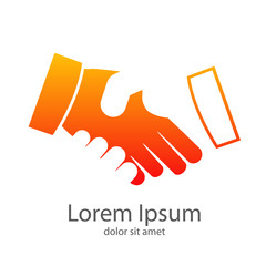 Fototapeta premium Logotipo apretón de manos espacio negativo en color naranja