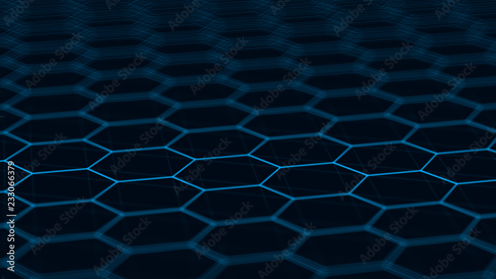 Aufkleber Abstract technology background. Futuristic hexagon background. Big data visualization. 3D rendering.
