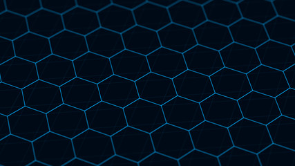 Abstract technology background. Futuristic hexagon background. Big data visualization. 3D rendering.