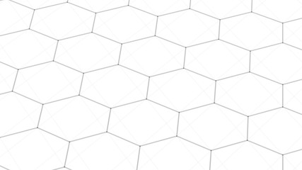 Fototapeta premium Abstract white futuristic background. Background with hexagons. Connecting dots and lines on white background. 4k rendering.