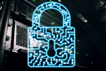 Cyber Security lock icon Information Privacy Data Protection internet and Technology concept.