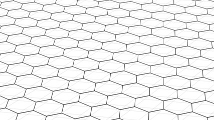 Abstract white futuristic background. Background with hexagons. Connecting dots and lines on white background. 4k rendering.