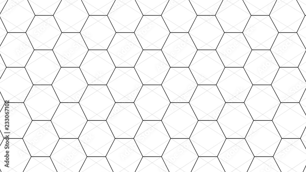 Fototapete Abstract white futuristic background. Background with hexagons. Connecting dots and lines on white background. 4k rendering.