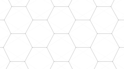 Naklejka premium Abstract white futuristic background. Background with hexagons. Connecting dots and lines on white background. 4k rendering.