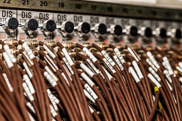 Assembly of cables to the multi threshold discriminator boards.