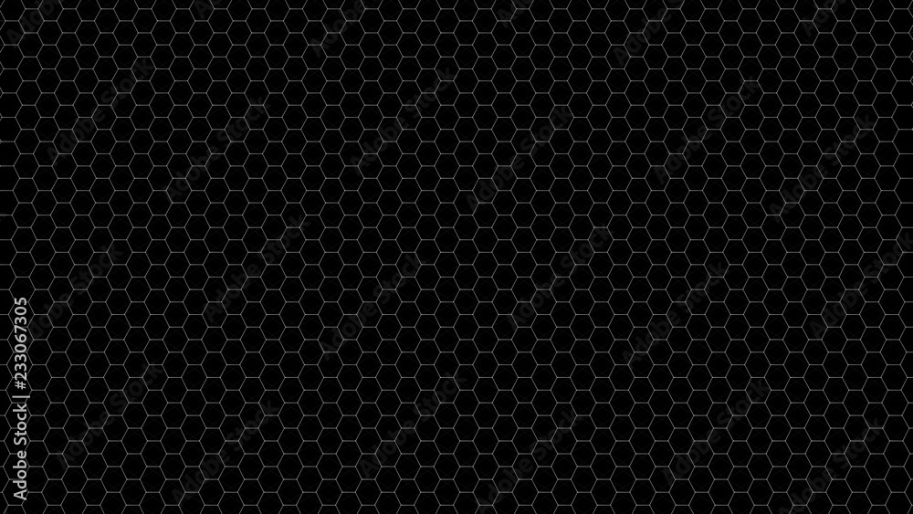 Aufkleber Abstract black futuristic background. Background with hexagons. Connecting dots and lines on white background. 4k rendering.
