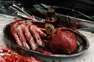 Blood hand zombie fingers red nail