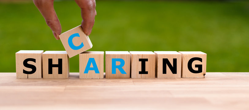 Dice form the word "car-sharing"