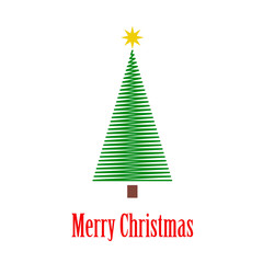 Logotipo con texto Merry Christmas con árbol de navidad abstracto con líneas en zigzag