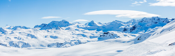 Panoramic image of snow mountains