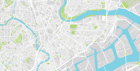 Naklejka premium Urban vector city map of Kawasaki, Japan