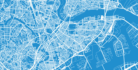 Urban vector city map of Kawasaki, Japan