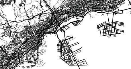 Fototapeta na wymiar Urban vector city map of Kobe, Japan