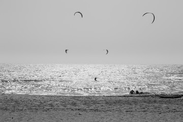 Kitesurfers in Barbate Andalusia Spain