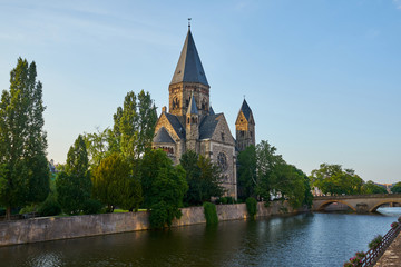 Protestant New Temple (Temple Neuf) Church Island at Metz France