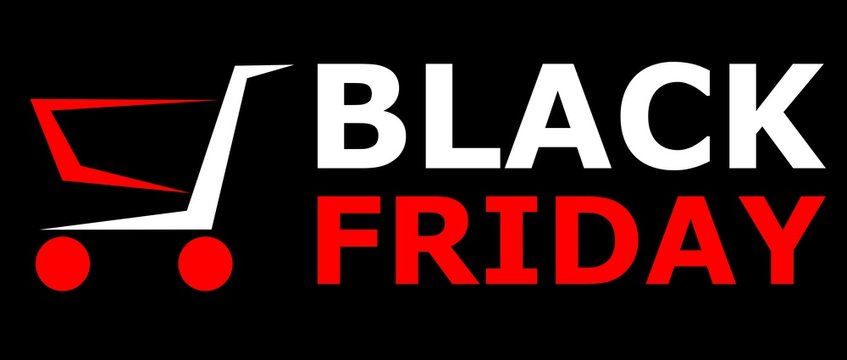 Black Friday discount offer logo with a shopping cart vector illustration