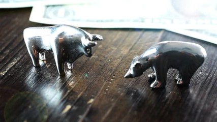 Bull and bear market concept Dollar close up animation