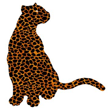 Drawn jaguar, leopard, wild cat, panther coloured silhouette