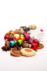 Baking christmas cookies. chocolate, cinnamon stars and spices.