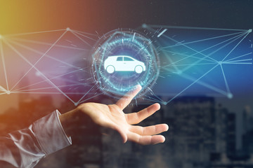 Car icon on a futuristic interface