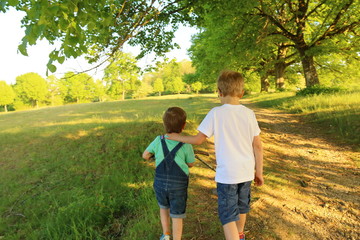 Fototapeta premium Zwei Brüde gehen spazieren