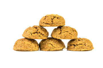 Pyramid shape of traditional pepernoten treats on white background