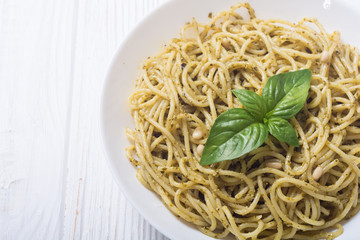 Pasta spaghetti with sauce pesto