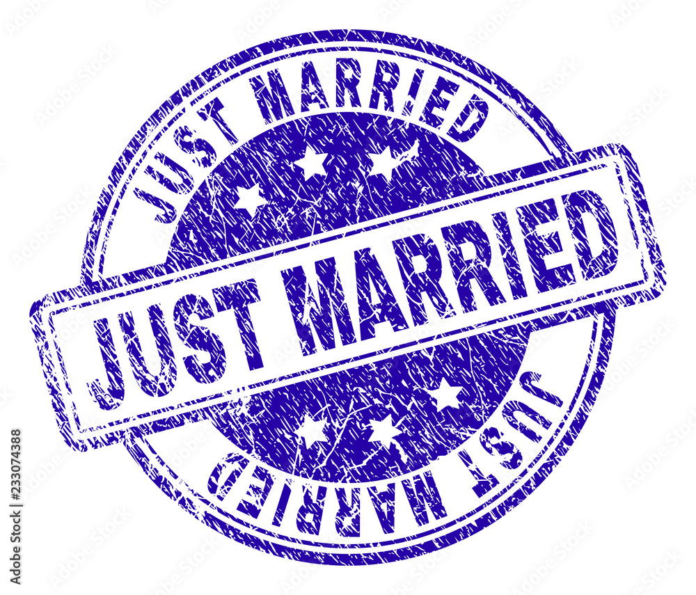 Canvas Prints just married stamp seal watermark with grunge texture. designed with rounded rectangles and circles.