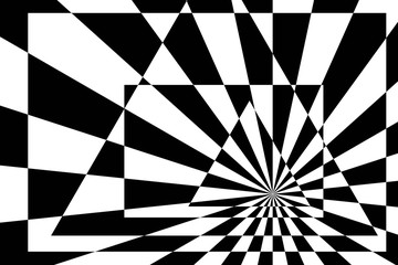 Abstract Black and White Geometric Pattern with Polygons. Psychedelic Texture of Computer Graphic. Raster Illustration