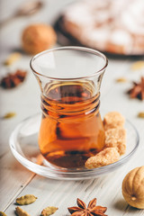 Tea with turkish delight Rahat Lokum and different spices