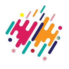 Abstract geometric background. Colorful image.Modern style abstraction with composition made of various rounded shapes in color. Vector illustration.