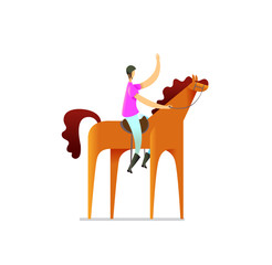 Horse in cartoon style on white background. Vector illustration.