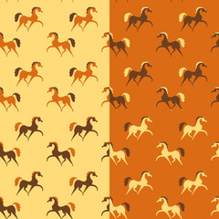 Seamless pattern with cartoon funny horse. Vector illustration.