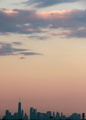 New York Skyline Silhouette with Big Sky at Sunset