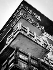 Architecture - Old abandoned building in black and white - concrete