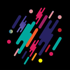 Abstract geometric background. Colorful image.Modern style abstraction with composition made of various rounded shapes in color. Vector illustration.