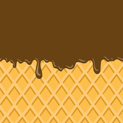 Dark Chocolate Melted on Wafer Background : Vector Illustration