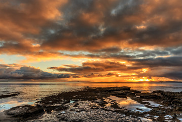 sunset over the beach