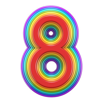 Concentric rainbow number 8 EIGHT 3D