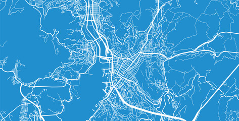 Urban vector city map of Nagasaki, Japan - obrazy, fototapety, plakaty
