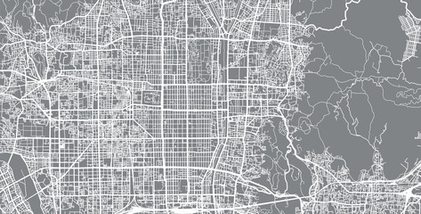 Fototapeta premium Mapa miasta miejskiego wektor Kioto, Japonia