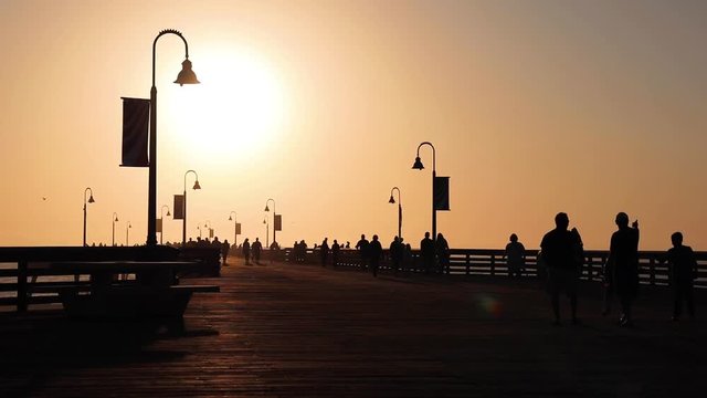 Pismo Beach Pier Zoom Into Sunset 