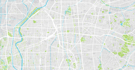 Naklejka premium Mapa miasta miejskiego wektor Nagoya, Japonia