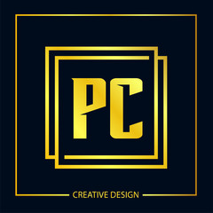 Initial Letter PC Logo Template Vector Design