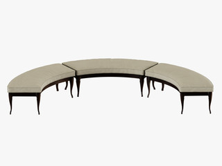 Banquette cloth bedge stand in a semicircle 3d rendering