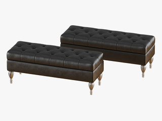 Two bench capitone black 3d rendering