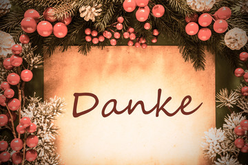 Retro Christmas Decoration, Danke Means Thank You