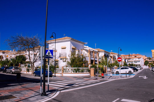 Sunny day on the street of La Cala de Mijas. Costa del Sol, Andalusia, Spain. Photo taken &ndash; 11 november 2018.